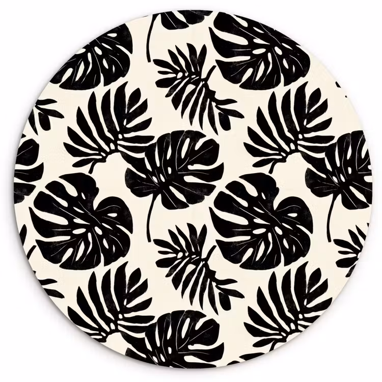 Modern - Monstera - Zwart Wandcirkel kunststof plaat 5mm dik klein 188 -3d
