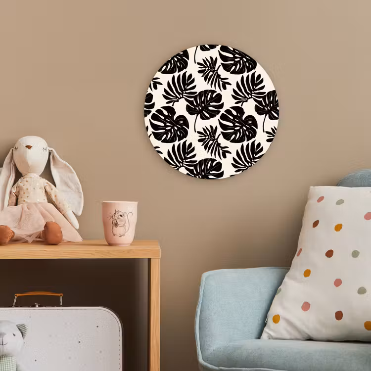 Modern - Monstera - Zwart Wandcirkel kunststof plaat 5mm dik klein 188 -tsfeer1_kind
