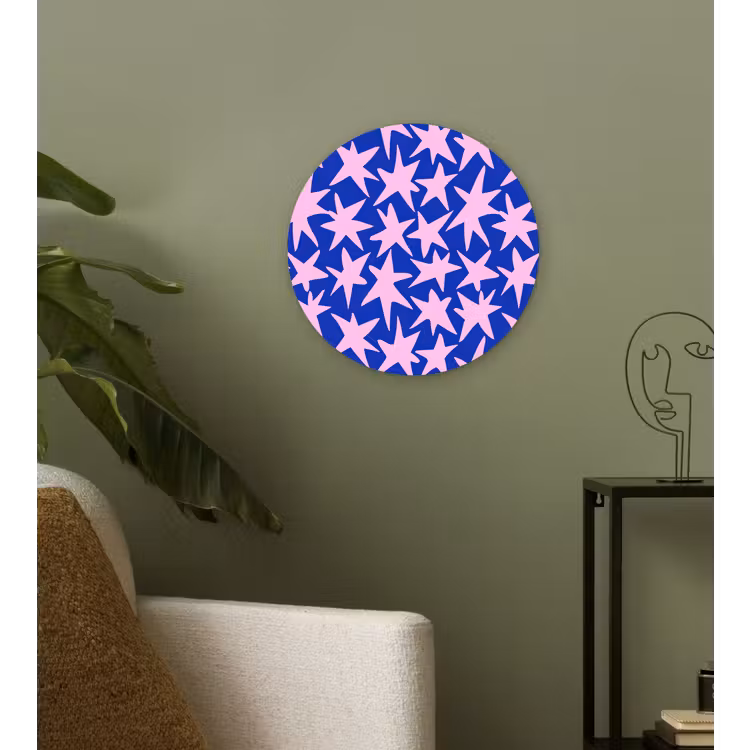 Modern - Sterren - Blauw Wandcirkel kunststof plaat 5mm dik klein 188 -sfeer3