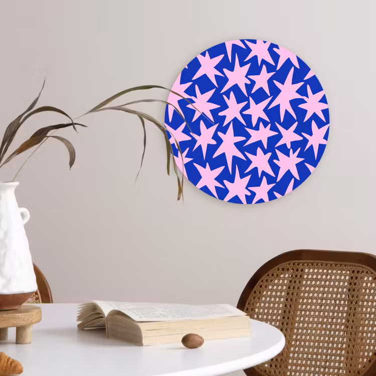 Modern - Sterren - Blauw Wandcirkel kunststof plaat 5mm dik klein 188 -sfeer4