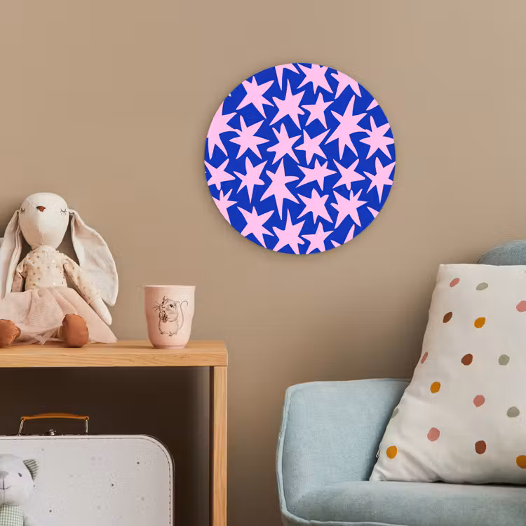 Modern - Sterren - Blauw Wandcirkel kunststof plaat 5mm dik klein 188 -tsfeer1_kind