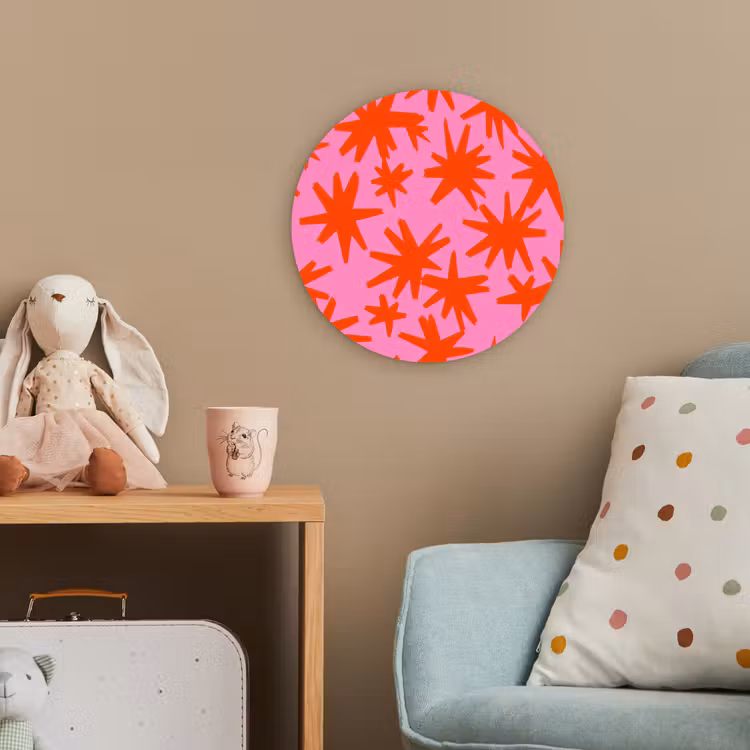 Modern - Sterren - Roze Wandcirkel kunststof plaat 5mm dik klein 188 -tsfeer1_kind