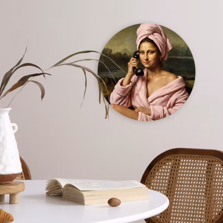 Mona - Klassiek - Roze Wandcirkel kunststof plaat 5mm dik klein -sfeer4