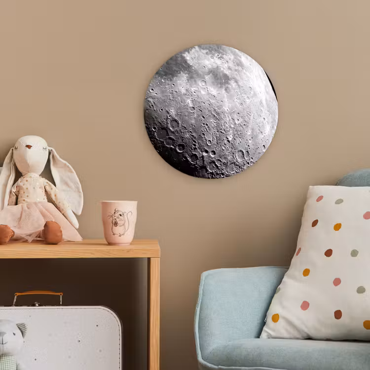Forexbild Rund - Mond – Krater – Weltraum - Maan - Kraters - Ruimte Wandcirkel kunststof plaat 5mm dik klein