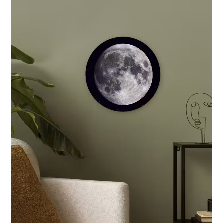 Forexbild Rund - Mond – Sterne – Weltraum - Maan - Sterren - Ruimte Wandcirkel kunststof plaat 5mm dik klein