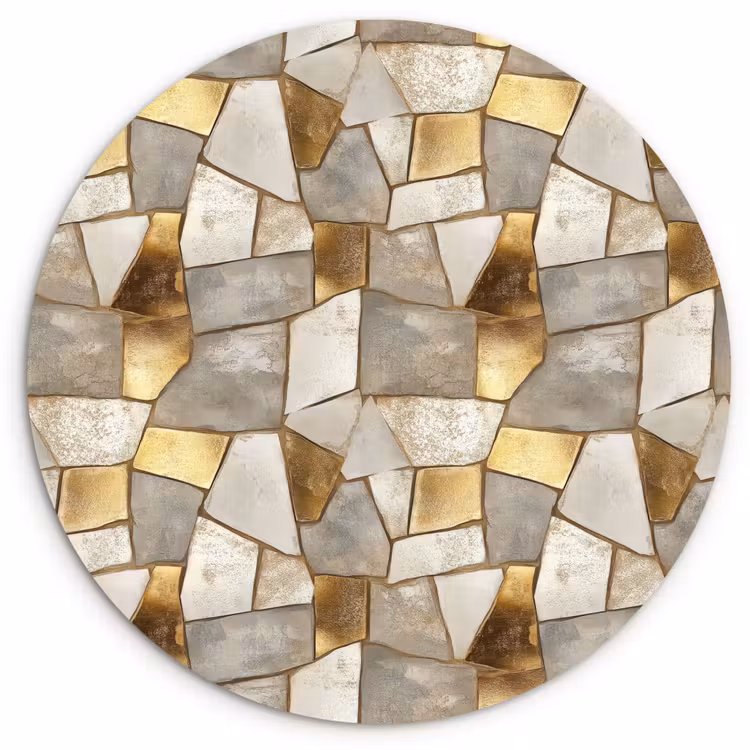 Mozaïek - Marmer - Goud Wandcirkel kunststof plaat 5mm dik klein 188 -3d