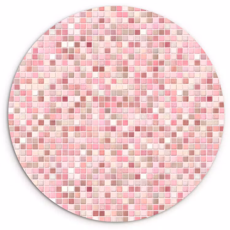 Mozaïek - Patroon - Roze Wandcirkel kunststof plaat 5mm dik klein 188 -3d