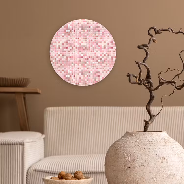 Mozaïek - Patroon - Roze Wandcirkel kunststof plaat 5mm dik klein 188 -sfeer1