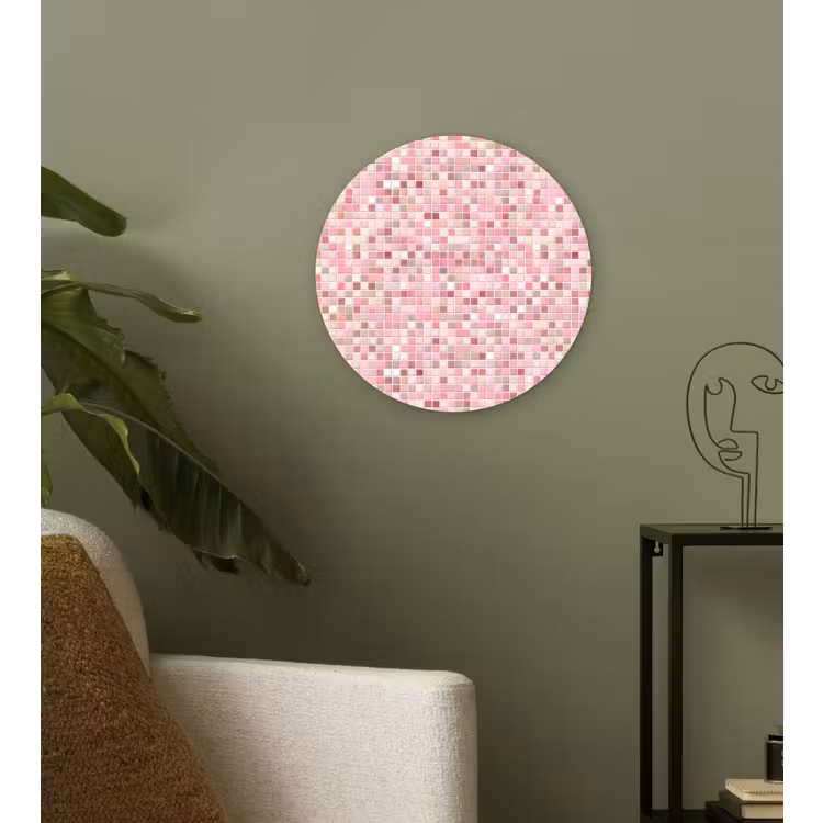Mozaïek - Patroon - Roze Wandcirkel kunststof plaat 5mm dik klein 188 -sfeer3