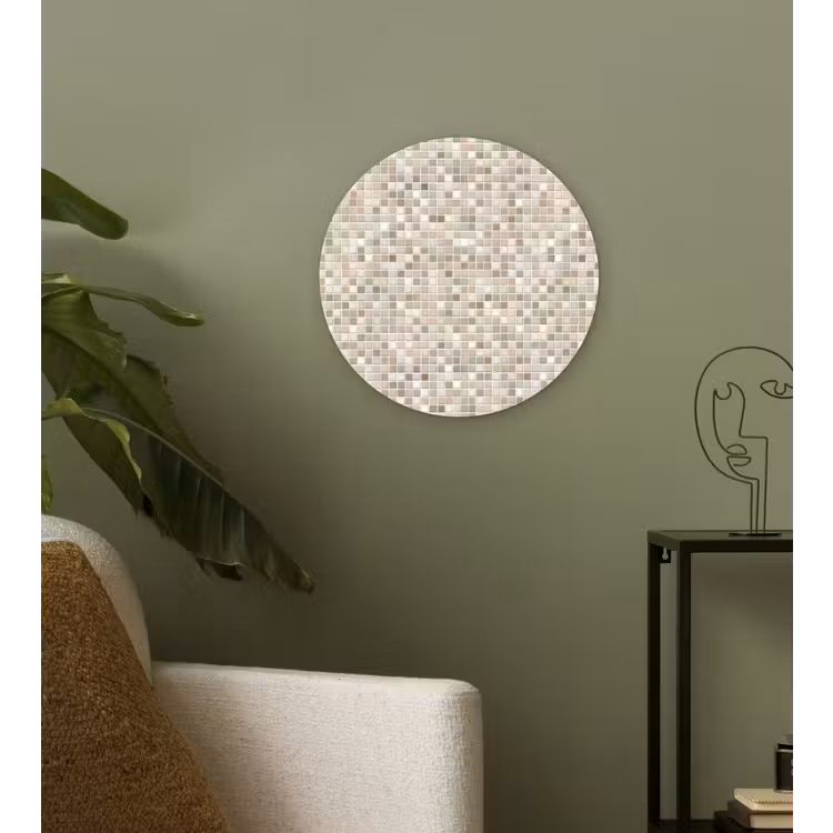 Mozaïek - Patroon- Taupe Wandcirkel kunststof plaat 5mm dik klein 188 -sfeer3