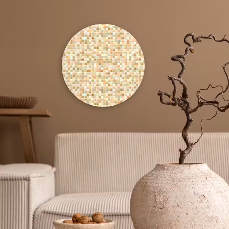 Mozaïek - Patroon - Terracotta Wandcirkel kunststof plaat 5mm dik klein 188 -sfeer1