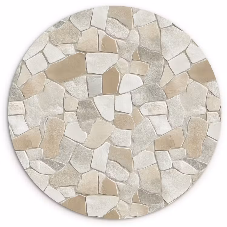 Mozaïek - Stenen - Beige Wandcirkel kunststof plaat 5mm dik klein 188 -3d
