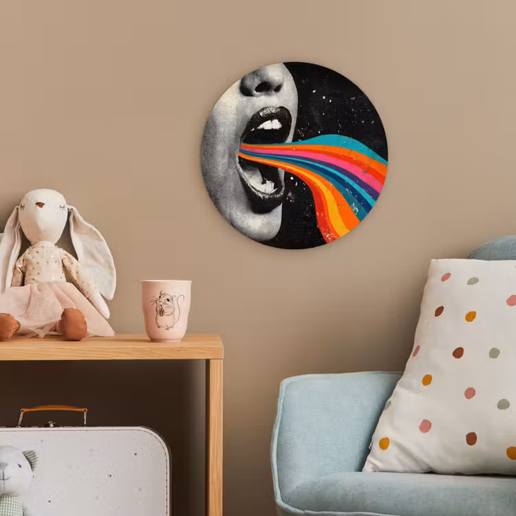 Mond - Golven - Regenboog Wandcirkel kunststof plaat 5mm dik klein -tsfeer1_kind