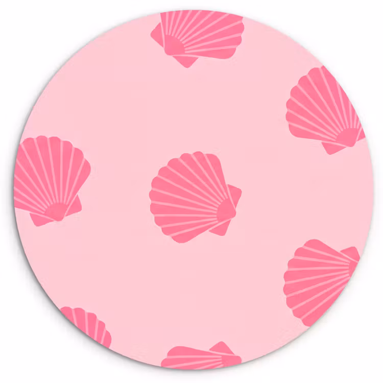 Schelp - Patroon - Zee - Modern - Roze Wandcirkel kunststof plaat 5mm dik klein -3d