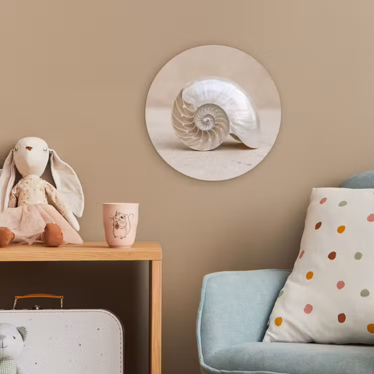 Schelp - Spiraal - Beige Wandcirkel kunststof plaat 5mm dik klein -tsfeer1_kind