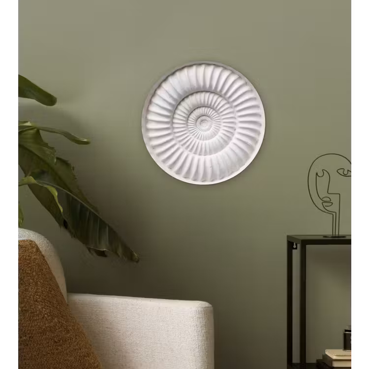 Schelp - Spiraal - Wit Wandcirkel kunststof plaat 5mm dik klein -sfeer3