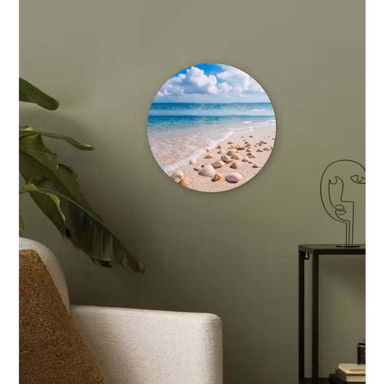 Schelpen - Strand - Natuur - Beige Wandcirkel kunststof plaat 5mm dik klein -sfeer3