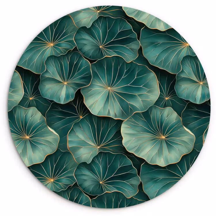 Patroon - Bladeren - Groen Wandcirkel kunststof plaat 5mm dik klein 188 -3d