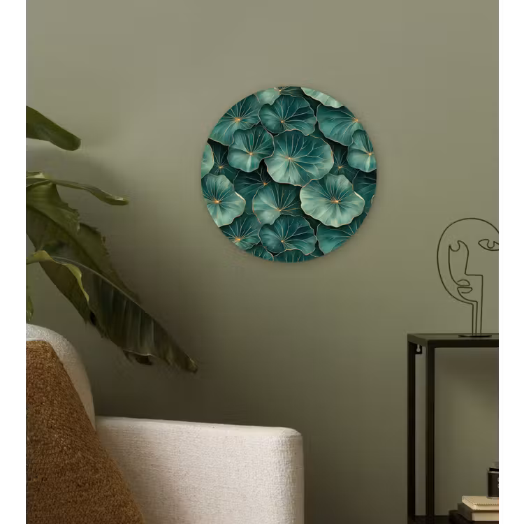Patroon - Bladeren - Groen Wandcirkel kunststof plaat 5mm dik klein 188 -sfeer3