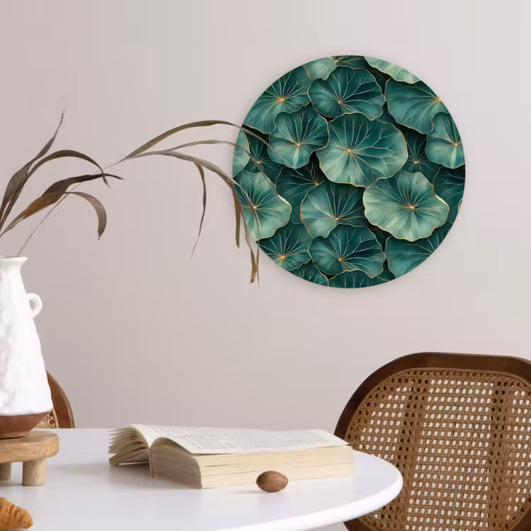 Patroon - Bladeren - Groen Wandcirkel kunststof plaat 5mm dik klein 188 -sfeer4