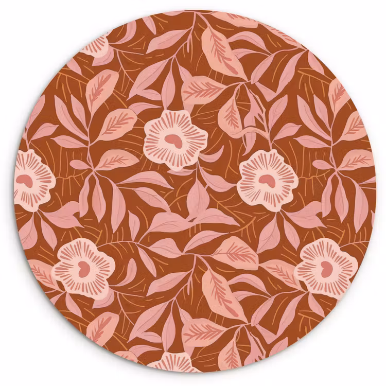 Patroon - Bladeren - Terracotta Wandcirkel kunststof plaat 5mm dik klein 188 -3d