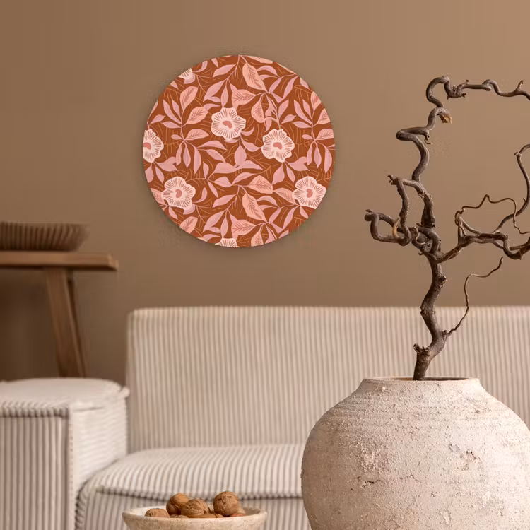 Patroon - Bladeren - Terracotta Wandcirkel kunststof plaat 5mm dik klein 188 -sfeer1