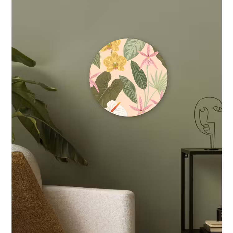 Patroon - Bloemen - Kleurrijk Wandcirkel kunststof plaat 5mm dik klein -sfeer3