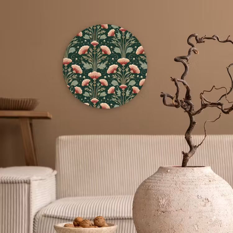 Patroon - Botanisch - Kleurrijk Wandcirkel kunststof plaat 5mm dik klein 188 -sfeer1