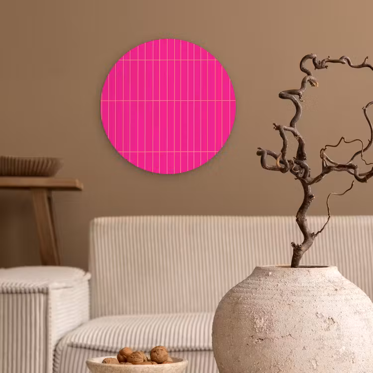 Patroon - Tegel - Magenta - Roze Wandcirkel kunststof plaat 5mm dik klein 188 -sfeer1