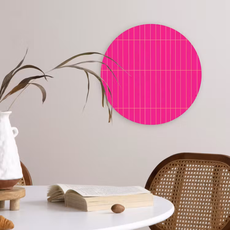 Patroon - Tegel - Magenta - Roze Wandcirkel kunststof plaat 5mm dik klein 188 -sfeer4