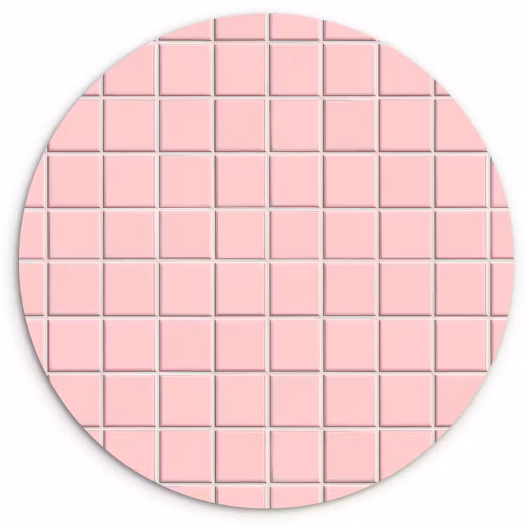 Patroon - Tegel - Pastelroze Wandcirkel kunststof plaat 5mm dik klein 188 -3d