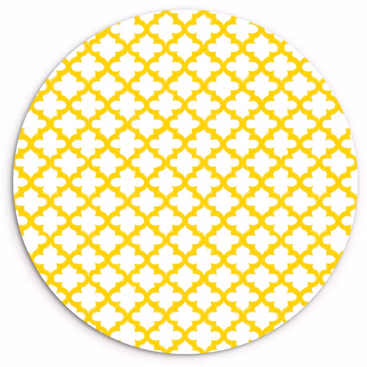 Patroon - Geometrisch - Klassiek - Geel Wandcirkel kunststof plaat 5mm dik klein 188 -3d