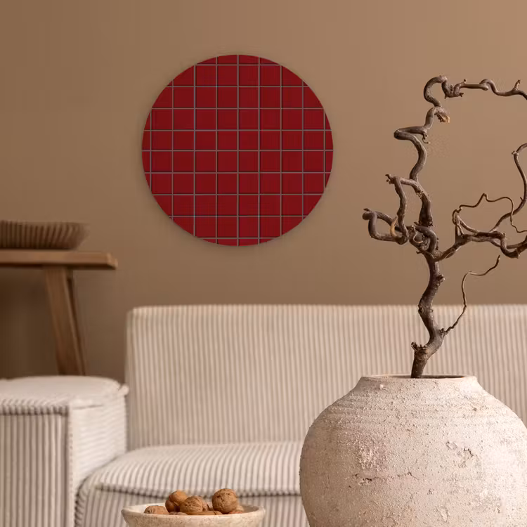 Patroon - Tegels - Burgundy Wandcirkel kunststof plaat 5mm dik klein 188 -sfeer1