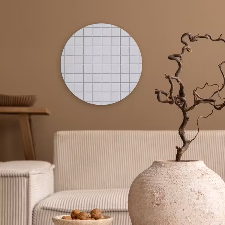 Patroon - Tegels - Licht - Grijs Wandcirkel kunststof plaat 5mm dik klein 188 -sfeer1