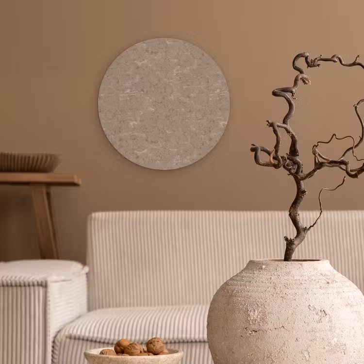 Patroon - Kalksteen - Beige Wandcirkel kunststof plaat 5mm dik klein 188 -sfeer1