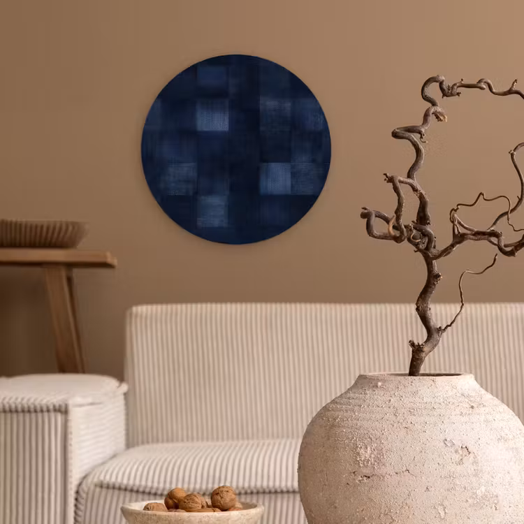 Patroon - Ruit - Marineblauw Wandcirkel kunststof plaat 5mm dik klein 188 -sfeer1
