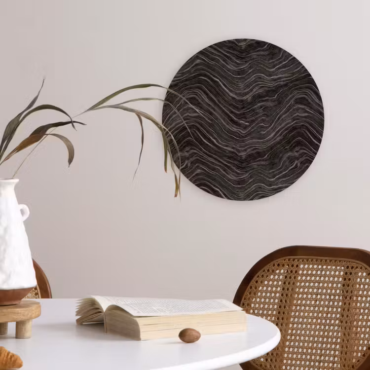 Patroon - Contrast - Antraciet Wandcirkel kunststof plaat 5mm dik klein 188 -sfeer4