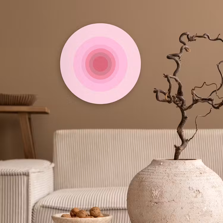 Patroon - Cirkels - Abstract - Roze - Modern Wandcirkel kunststof plaat 5mm dik klein -sfeer1