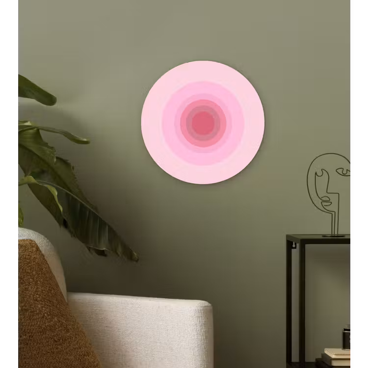 Patroon - Cirkels - Abstract - Roze - Modern Wandcirkel kunststof plaat 5mm dik klein -sfeer3