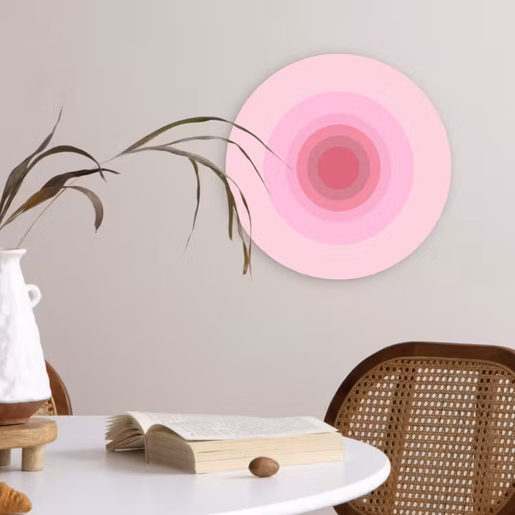 Patroon - Cirkels - Abstract - Roze - Modern Wandcirkel kunststof plaat 5mm dik klein -sfeer4