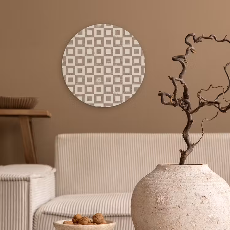 Patroon - Marmer - Beige Wandcirkel kunststof plaat 5mm dik klein 188 -sfeer1
