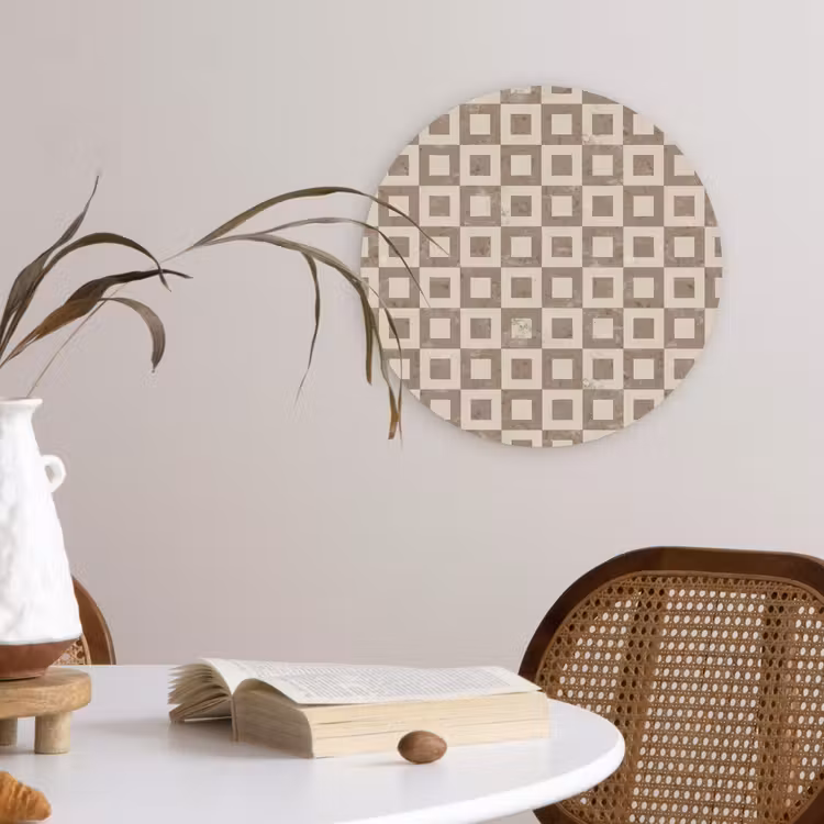 Patroon - Marmer - Beige Wandcirkel kunststof plaat 5mm dik klein 188 -sfeer4