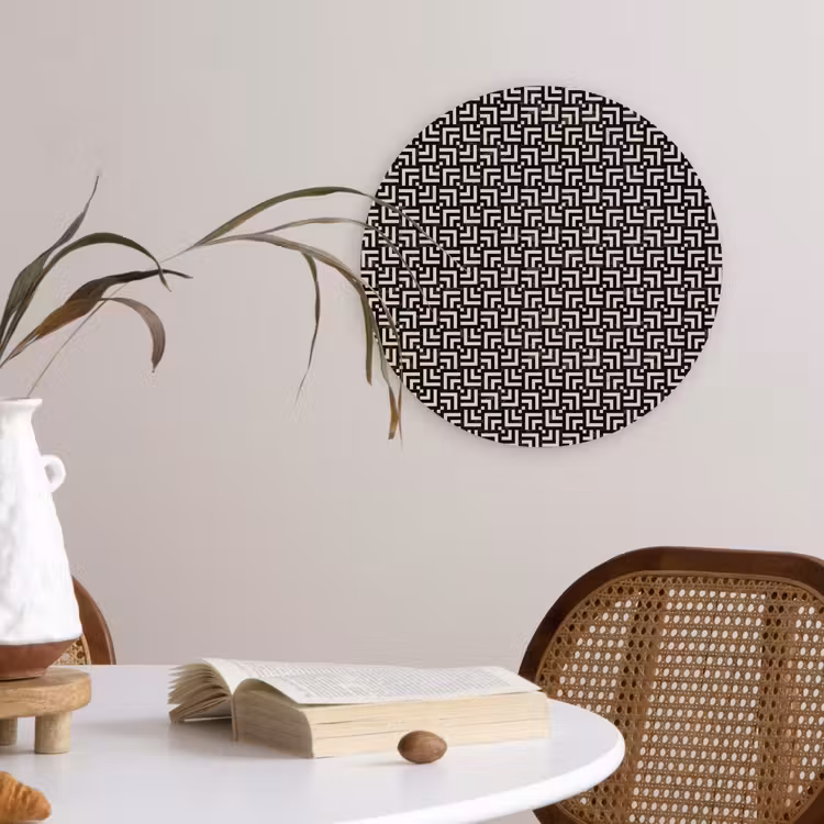 Patroon - Marmer - Zwart Wandcirkel kunststof plaat 5mm dik klein 188 -sfeer4