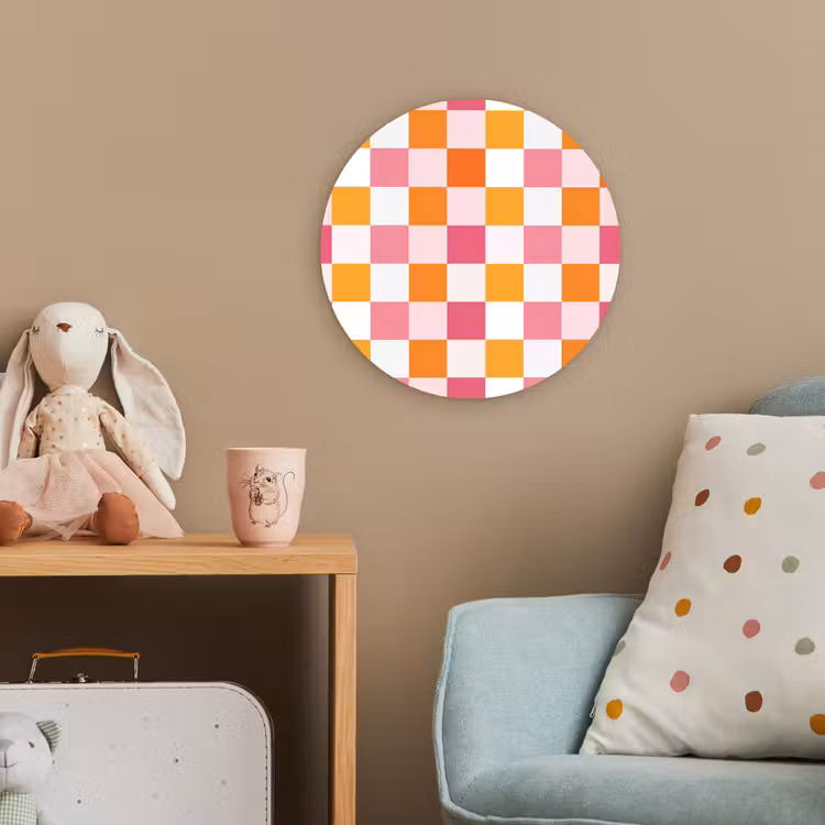 Patroon - Vierkant - Roze Wandcirkel kunststof plaat 5mm dik klein 188 -tsfeer1_kind