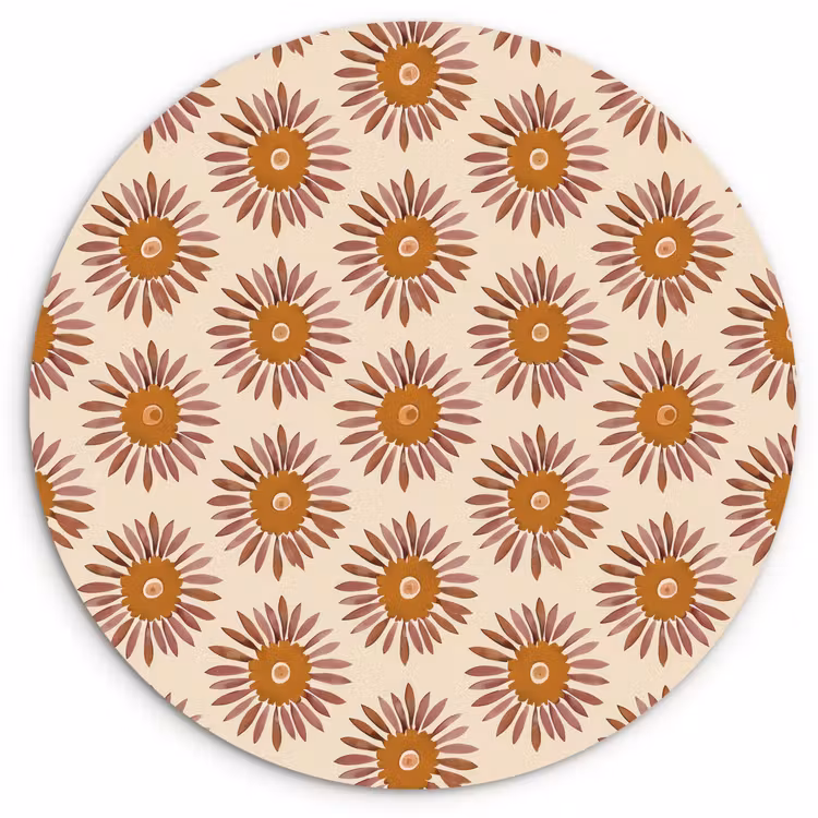 Patroon - Retro - Bruin Wandcirkel kunststof plaat 5mm dik klein 188 -3d