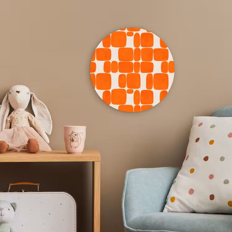 Patroon - Retro - Oranje Wandcirkel kunststof plaat 5mm dik klein 188 -tsfeer1_kind
