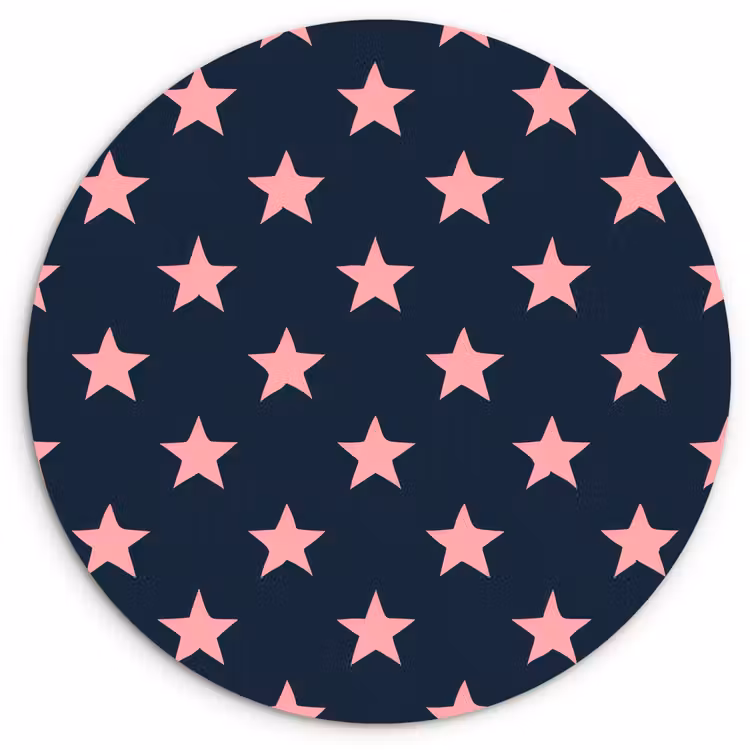 Patroon - Sterren - Roze Wandcirkel kunststof plaat 5mm dik klein 188 -3d