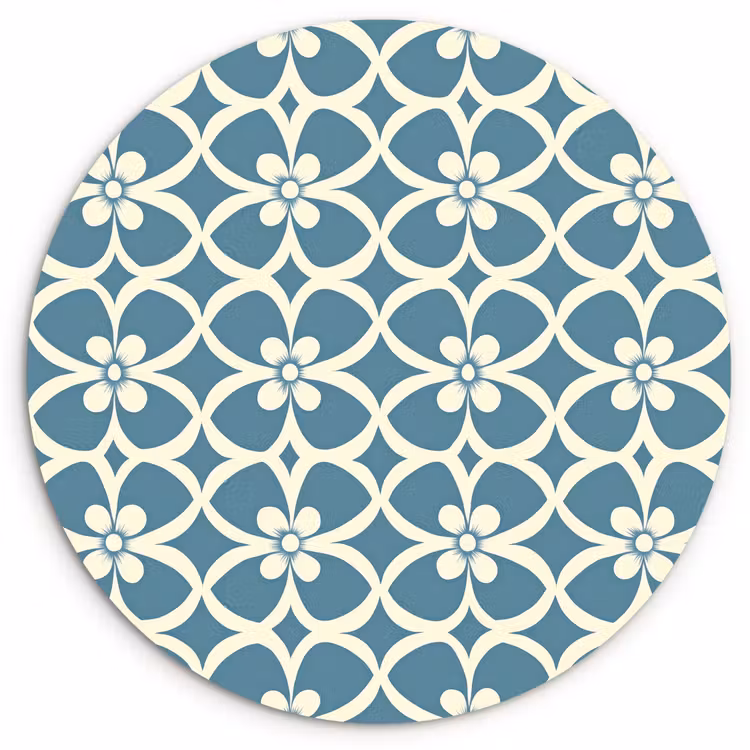 Patroon - Symmetrisch - Blauw Wandcirkel kunststof plaat 5mm dik klein 188 -3d
