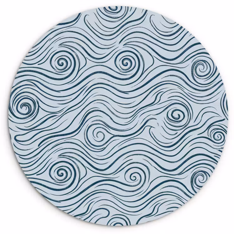 Patroon - Golven - Abstract - Modern - Blauw Wandcirkel kunststof plaat 5mm dik klein -3d