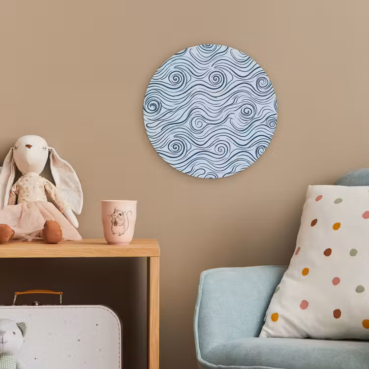 Patroon - Golven - Abstract - Modern - Blauw Wandcirkel kunststof plaat 5mm dik klein -tsfeer1_kind